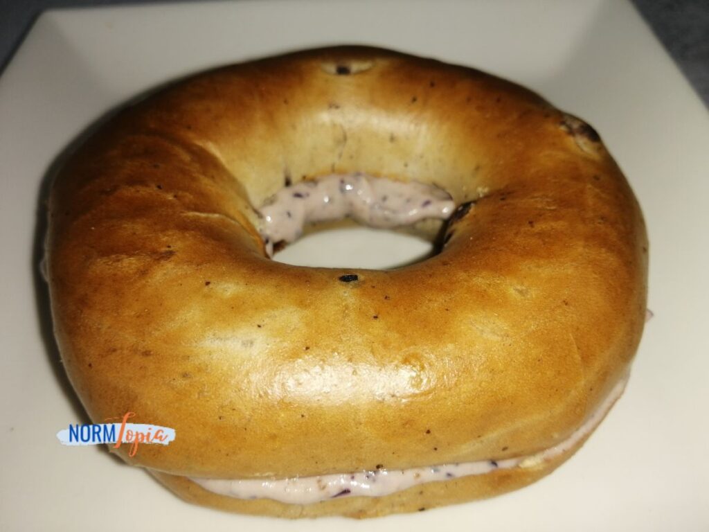Blueberry Cream Cheese on a blueberry bagel