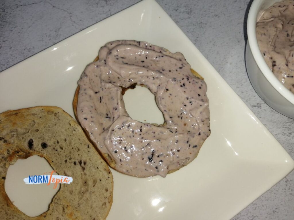 Blueberry Cream Cheese on a bagel